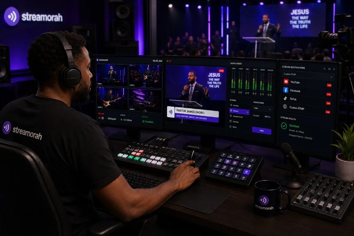 Operator running a live production